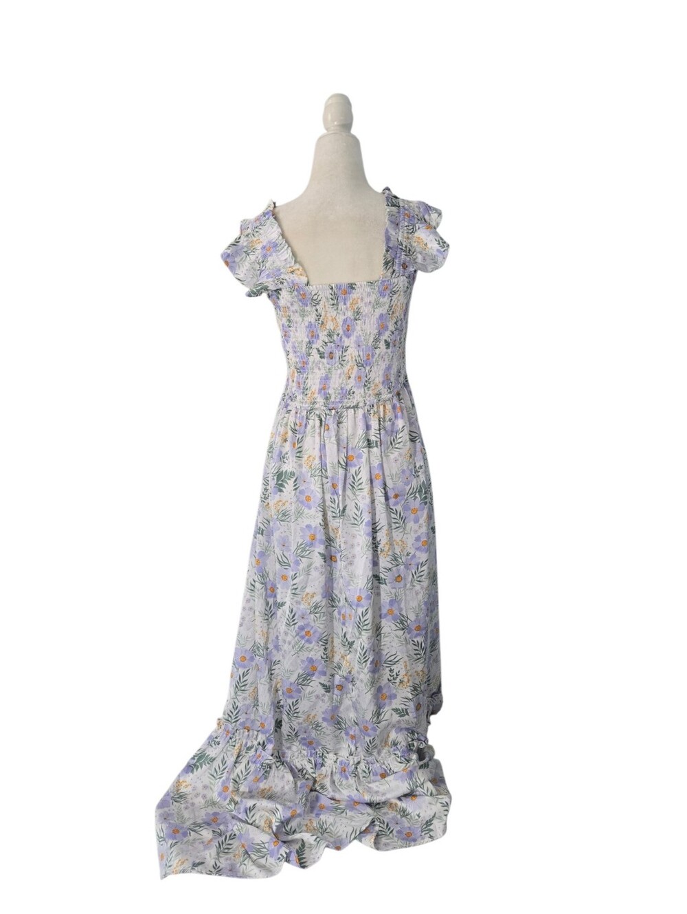 Melloday Maxi Dress Women's Smal Pastel Floral Smocked Sze small - Picture 11 of 12